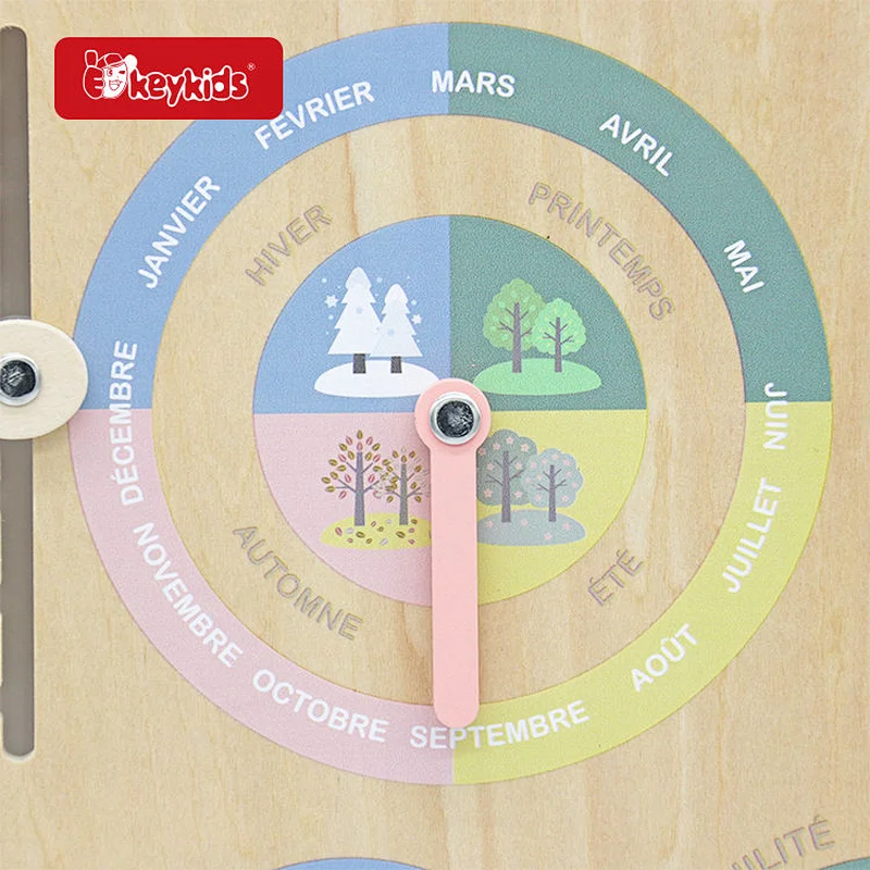 Educational Materials Wooden Calendar and Learning Clock Toy for Preschool W09F043
